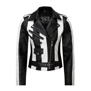 Killstar Vegan Beetlejuice leather stripe Jacket, Large